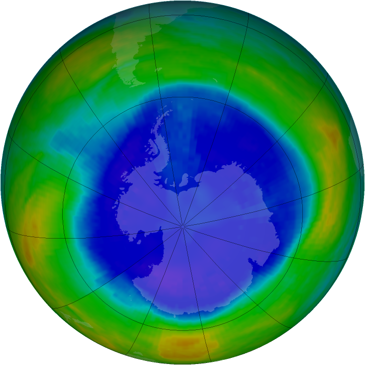 Antarctic ozone map for 03 September 2001